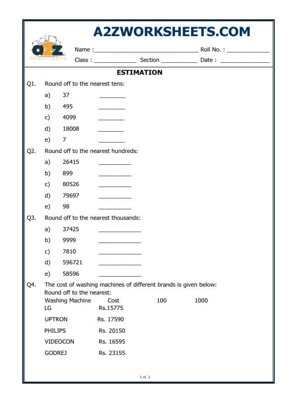 A2ZWorksheets:Maths-Numbers-Estimation