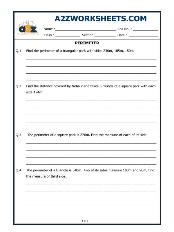 A2ZWorksheets:Maths-Measurement-Perimeter