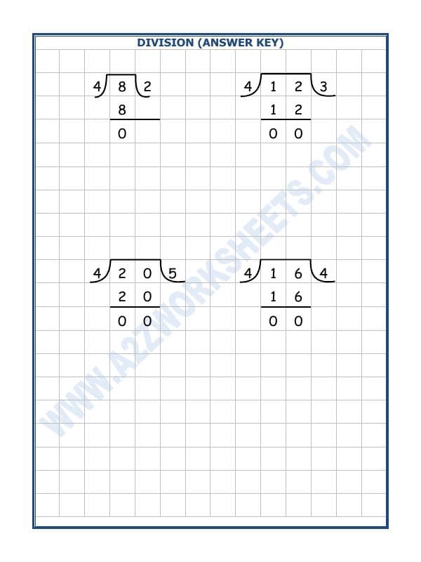 A2ZWorksheets:Maths-Division-Division By 4 - 1