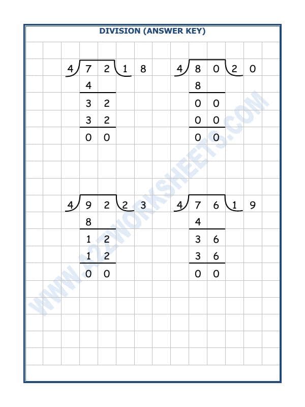 A2ZWorksheets:Maths-Division-Division By 4 - 5