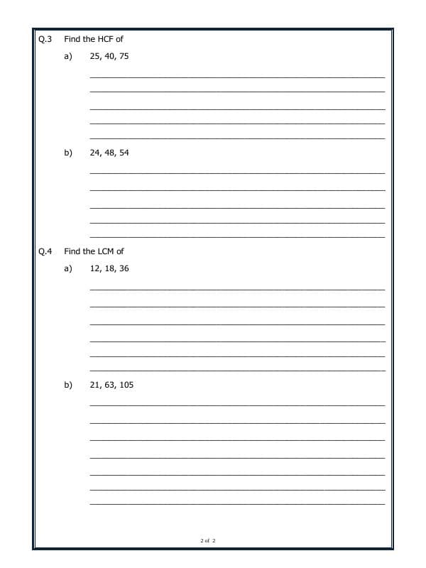 A2ZWorksheets:Maths-LCM and HCM-Lcm and Hcf