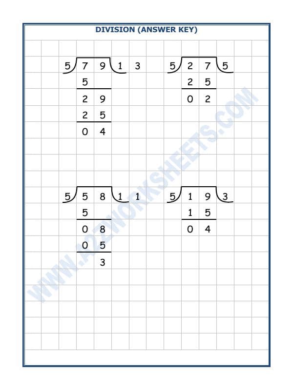 A2ZWorksheets:Maths-Division-Division By 5 - 8