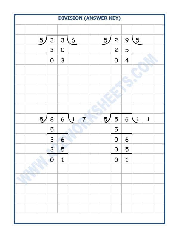 A2ZWorksheets:Maths-Division-Division By 5 - 10