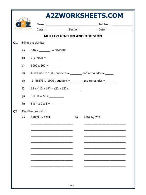 Multiplication And Division