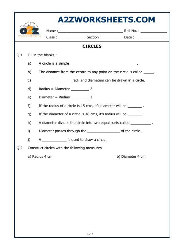 A2ZWorksheets:Maths-Geometry-Circles