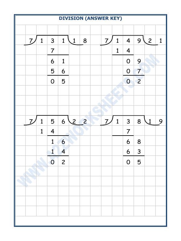 A2ZWorksheets:Maths-Division-Division By 7 - 8