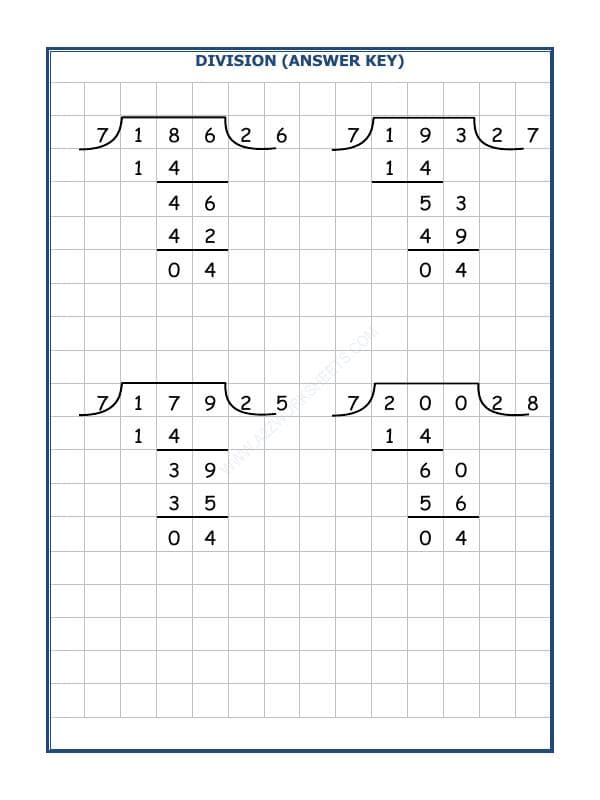 A2ZWorksheets:Maths-Division-Division By 7 - 14