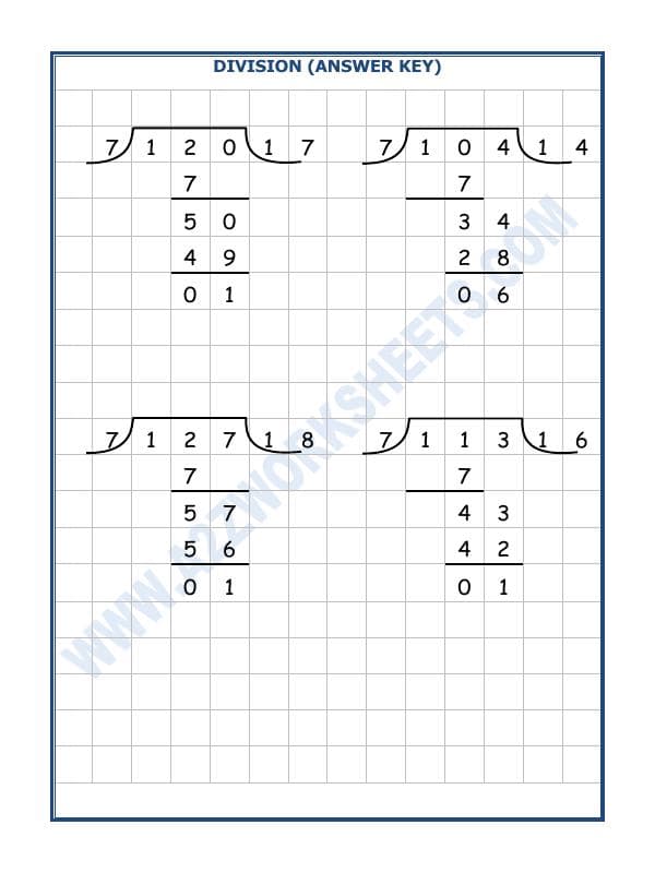 A2ZWorksheets:Maths-Division-Division By 7 - 17