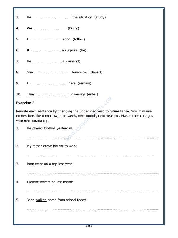A2ZWorksheets:English-Grammar-The Simple Future Tense