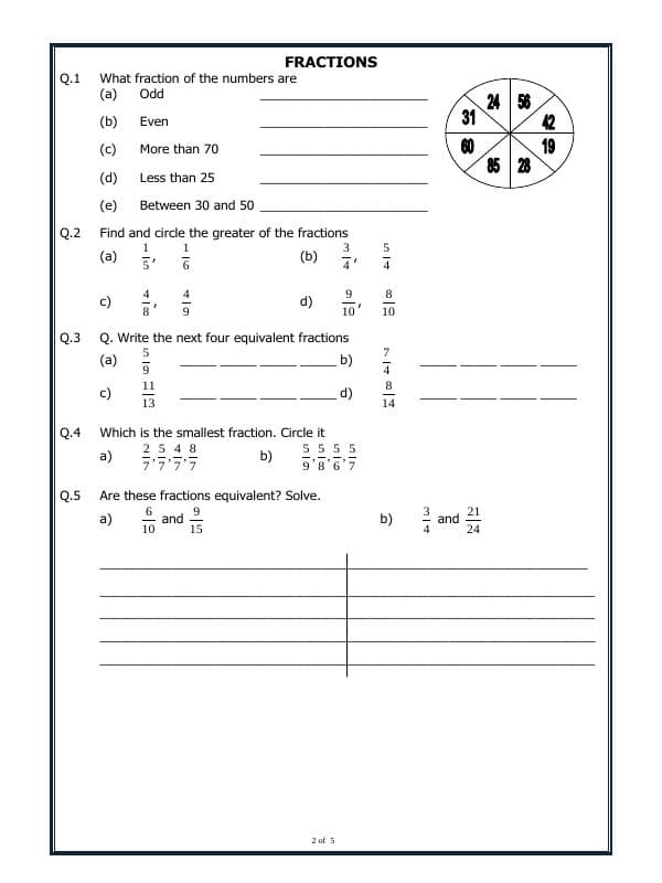 A2ZWorksheets:Maths-Fractions-Types Of Fractions