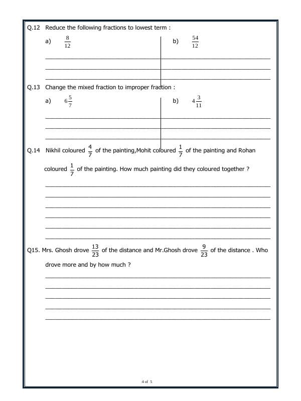 A2ZWorksheets:Maths-Fractions-Types Of Fractions
