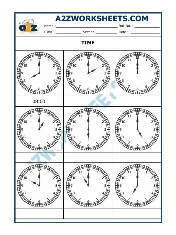 A2ZWorksheets:Maths-Measurement-Tell The Time - 01