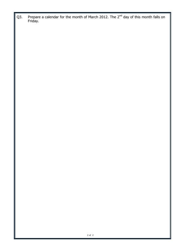 A2ZWorksheets:Maths-Calendar-Calendar