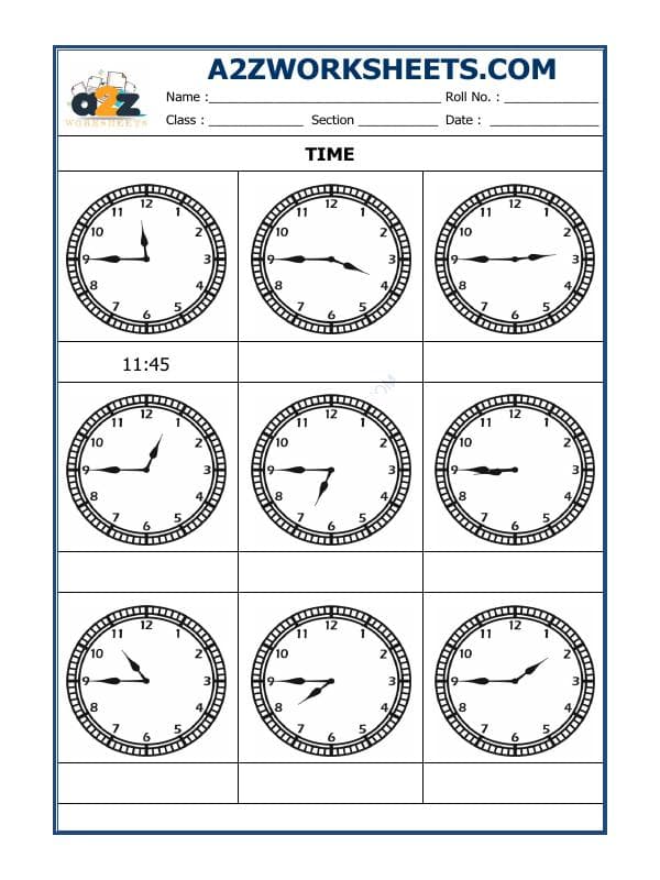 A2ZWorksheets:Maths-Measurement-Tell The Time - 04