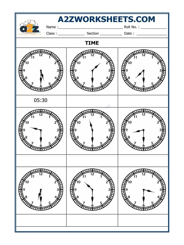 A2ZWorksheets:Maths-Measurement-Tell The Time - 06
