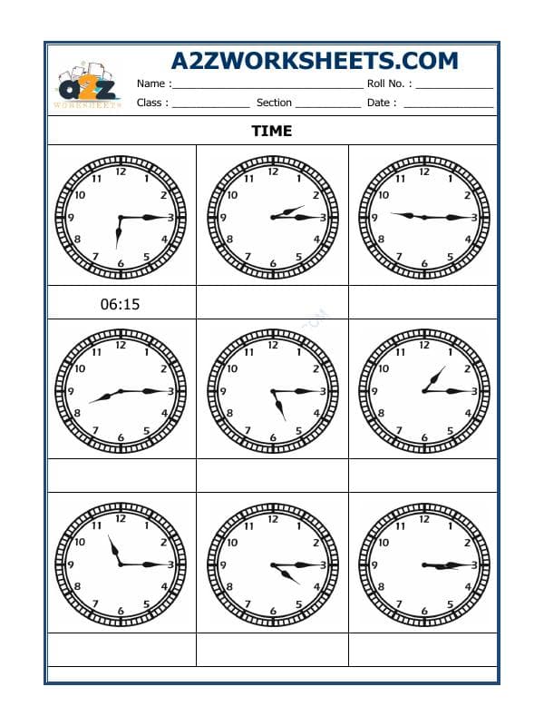 A2ZWorksheets:Maths-Measurement-Tell The Time - 07