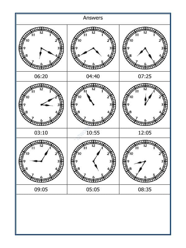A2ZWorksheets:Maths-Measurement-Tell The Time - 12
