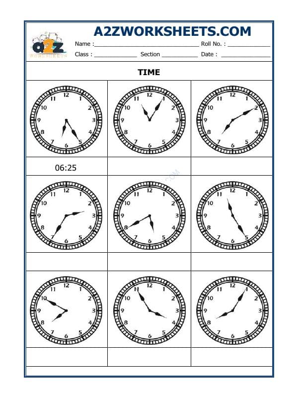 A2ZWorksheets:Maths-Measurement-Tell The Time - 16