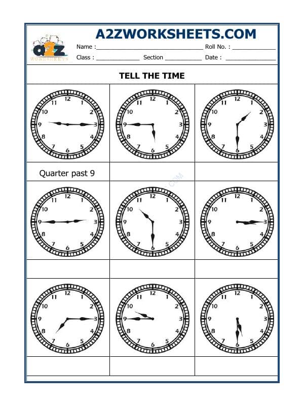 A2ZWorksheets:Maths-Measurement-Tell The Time - 22