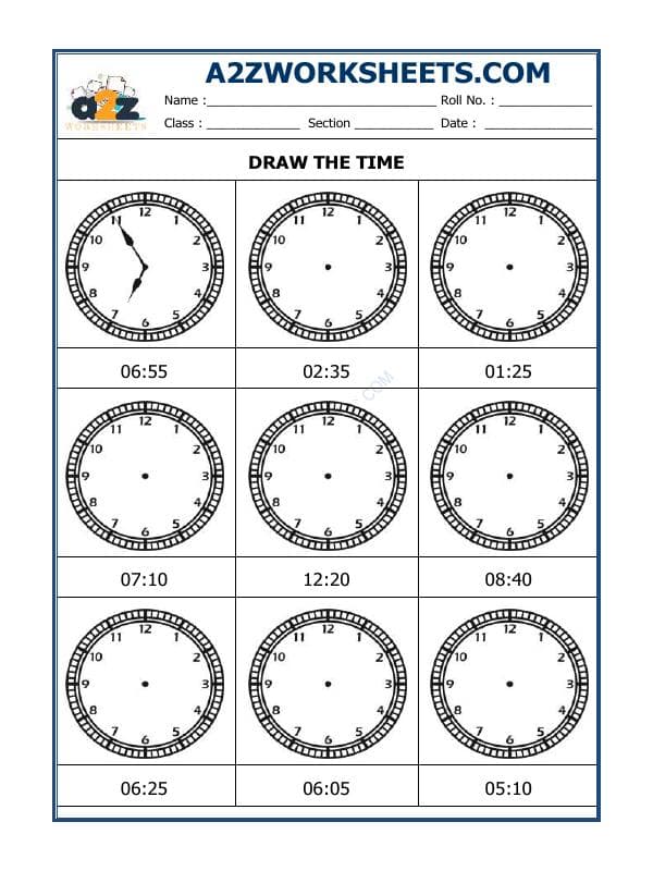A2ZWorksheets:Maths-Measurement-Draw The Time - 04