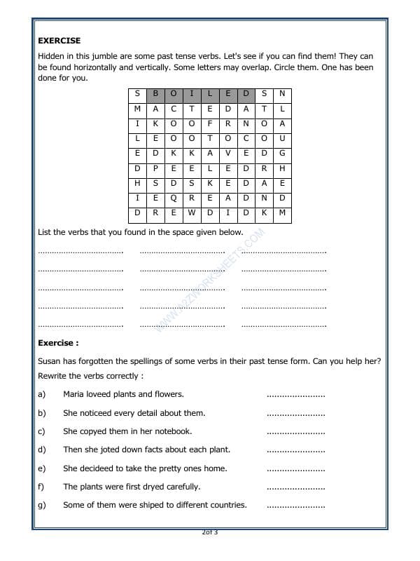 A2ZWorksheets:English-Grammar-Verb Past Tense