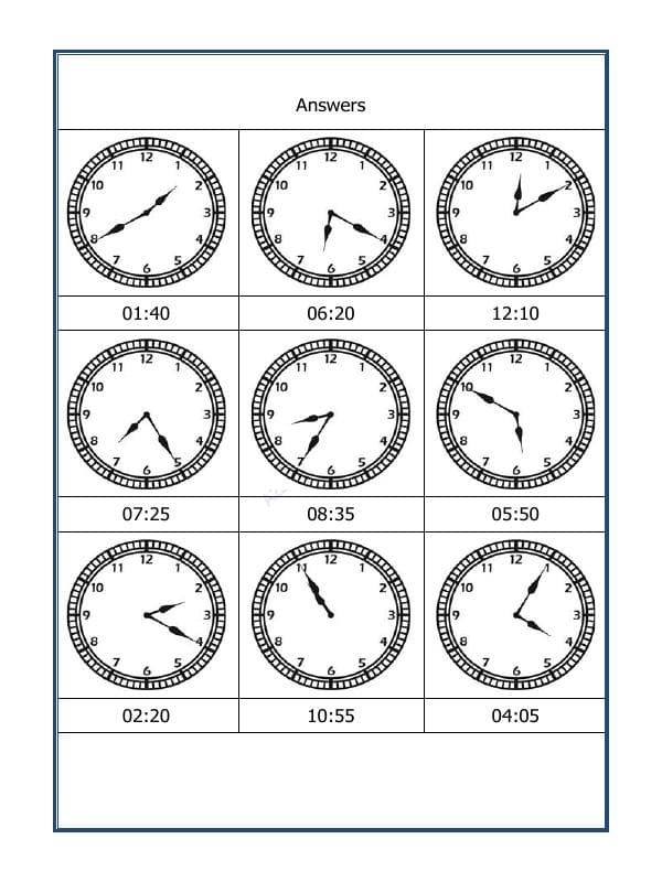 A2ZWorksheets:Maths-Measurement-Draw The Time - 27