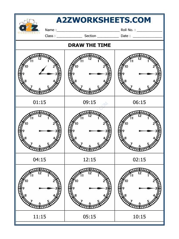 A2ZWorksheets:Maths-Measurement-Draw The Time - 36