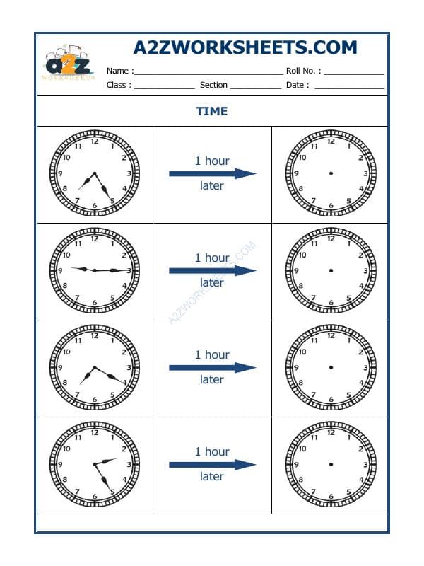 A2ZWorksheets:Maths-Measurement-Telling Time - 1 Hour Interval (Draw The Clock) -02