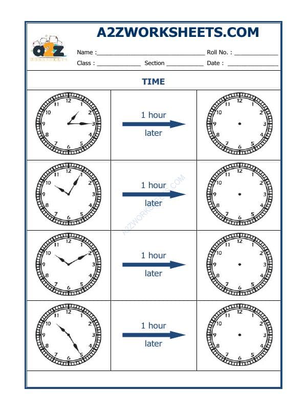 Telling Time - 1 Hour Interval (Draw The Clock) - 03