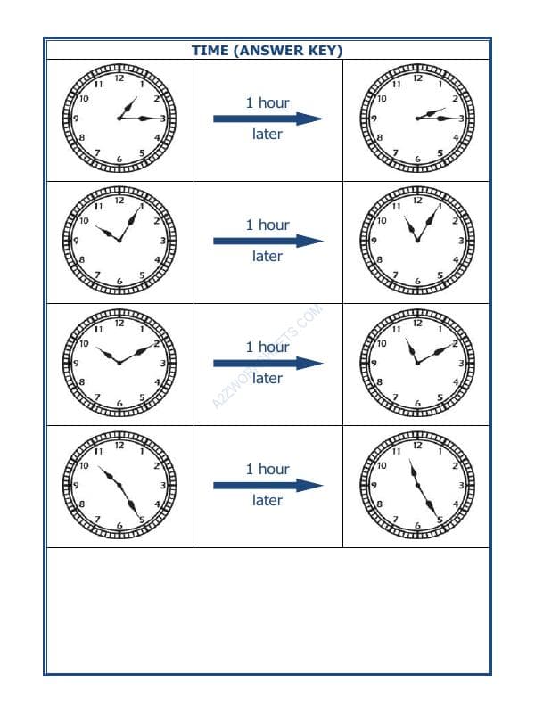 A2ZWorksheets:Maths-Measurement-Telling Time - 1 Hour Interval (Draw The Clock) - 03