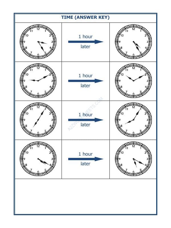 A2ZWorksheets:Maths-Measurement-Telling Time - 1 Hour Interval (Draw The Clock) - 04
