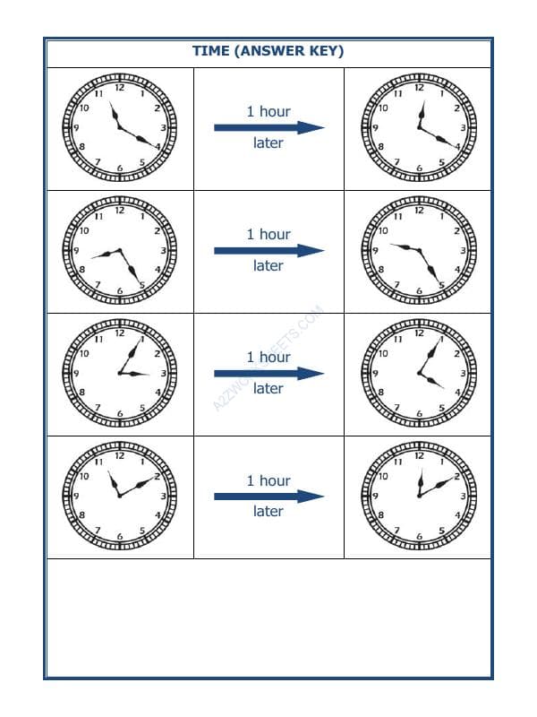 A2ZWorksheets:Maths-Measurement-Telling Time - 1 Hour Interval (Draw The Clock) - 05