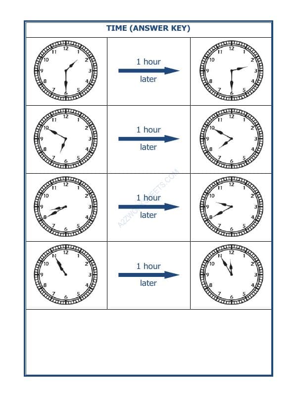 A2ZWorksheets:Maths-Measurement-Telling Time - 1 Hour Interval (Draw The Clock) - 06