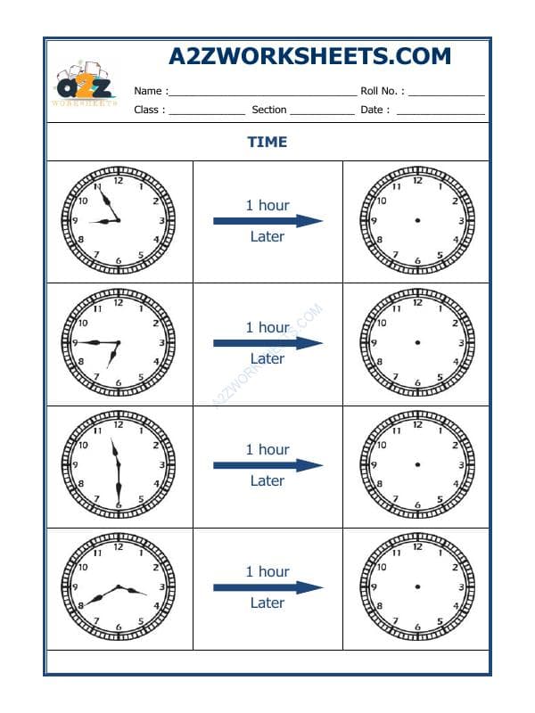 Telling Time - 1 Hour Interval (Draw The Clock) - 07