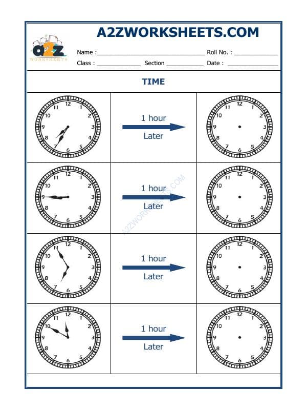 Telling Time - 1 Hour Interval (Draw The Clock) - 08