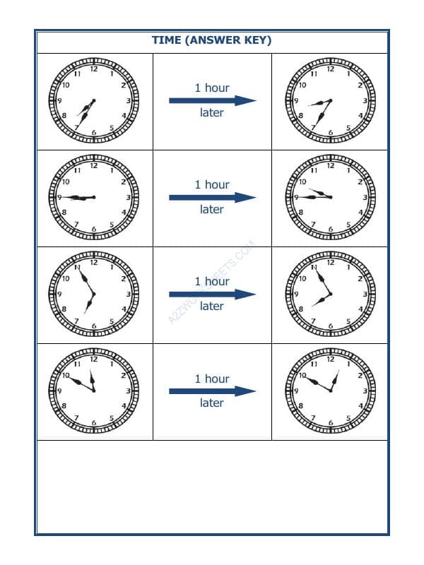 A2ZWorksheets:Maths-Measurement-Telling Time - 1 Hour Interval (Draw The Clock) - 08