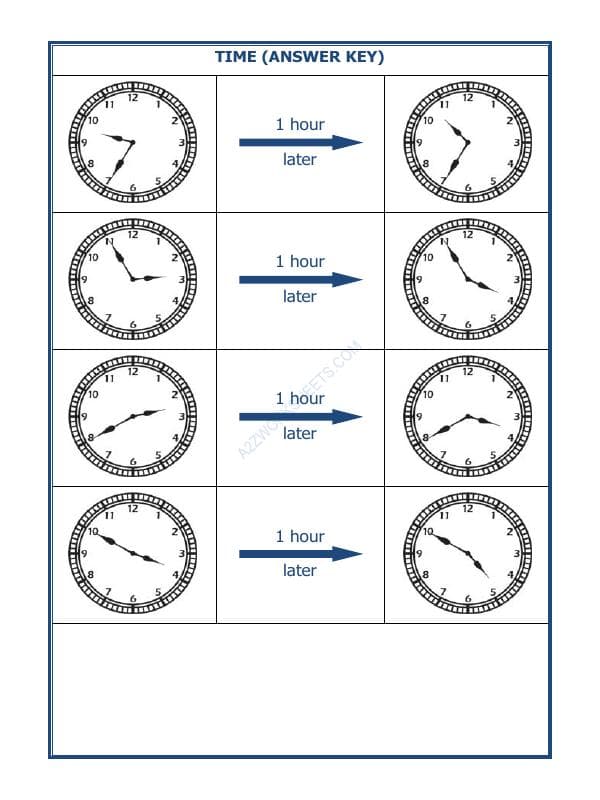 A2ZWorksheets:Maths-Measurement-Telling Time - 1 Hour Interval (Draw The Clock) - 09