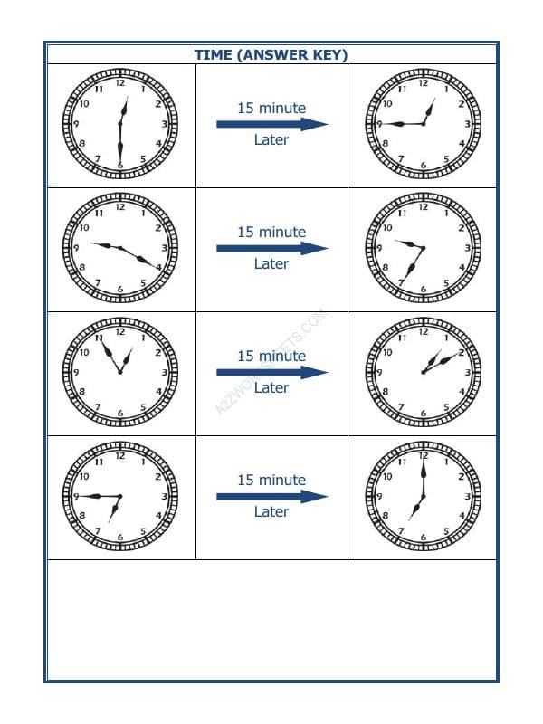 A2ZWorksheets:Maths-Measurement-Telling Time - 15 Minutes Interval (Draw The Clock) - 21