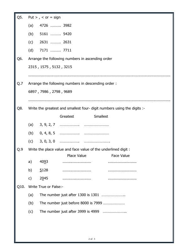 A2ZWorksheets:Maths-Numbers-Digit Numbers