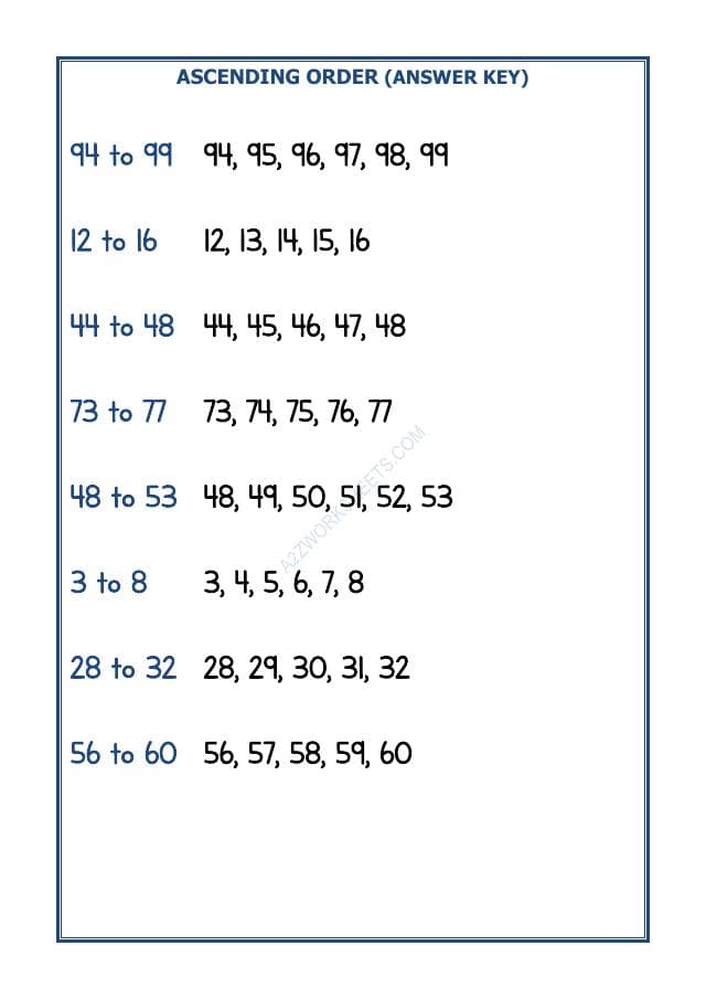 A2ZWorksheets:Maths-Numbers-Ascending Order - 03