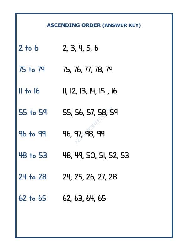 A2ZWorksheets:Maths-Numbers-Ascending Order - 04