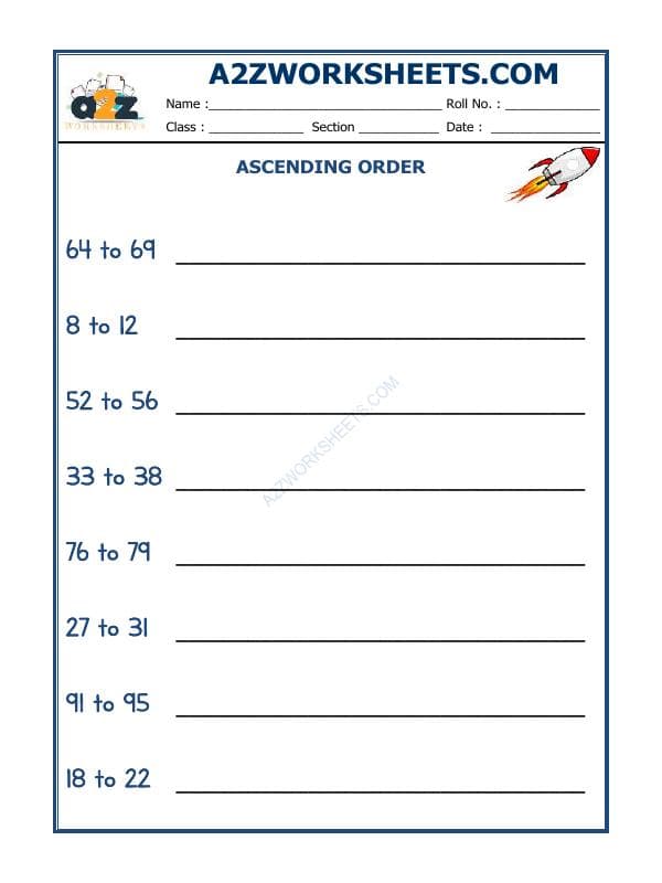 A2ZWorksheets:Maths-Numbers-Ascending Order-05