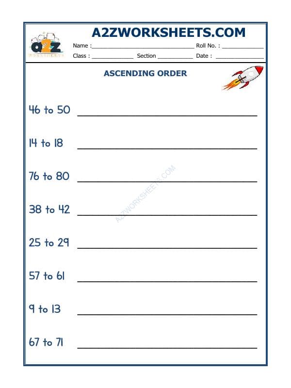 A2ZWorksheets:Maths-Numbers-Ascending Order-08
