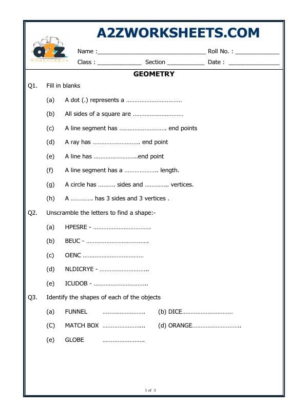 A2ZWorksheets:Maths-Geometry-Geometry