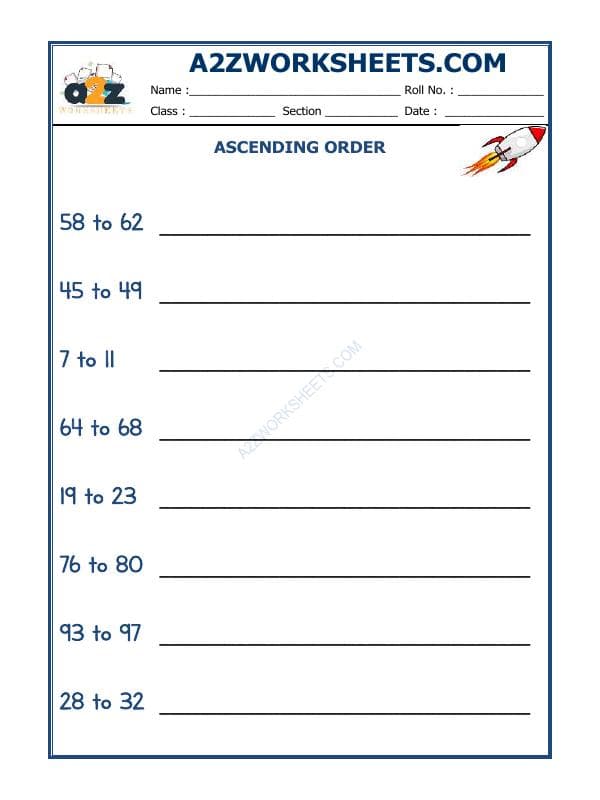 A2ZWorksheets:Maths-Numbers-Ascending Order-09