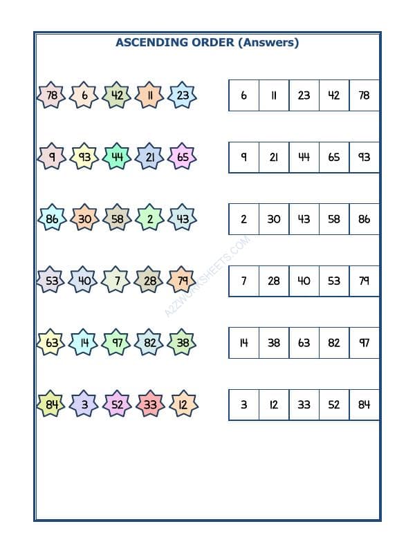 A2ZWorksheets:Maths-Numbers-Ascending Order-11