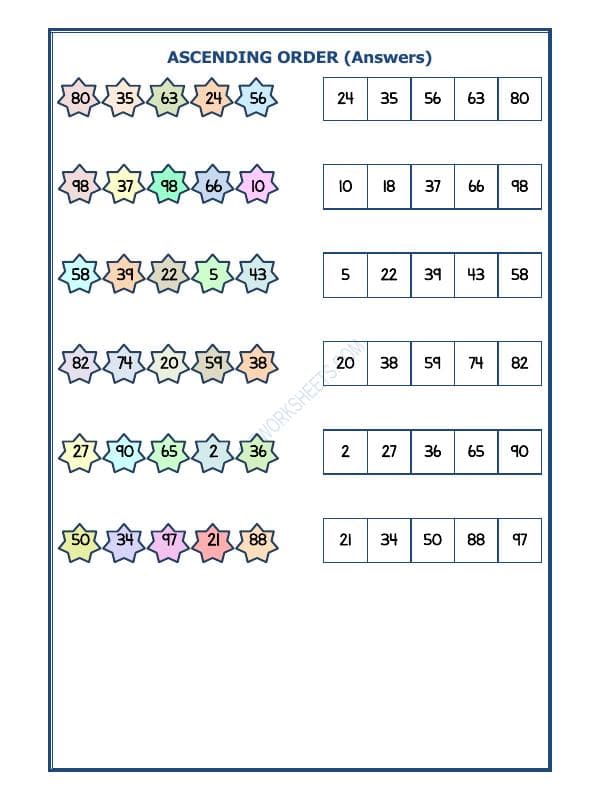 A2ZWorksheets:Maths-Numbers-Ascending Order - 16