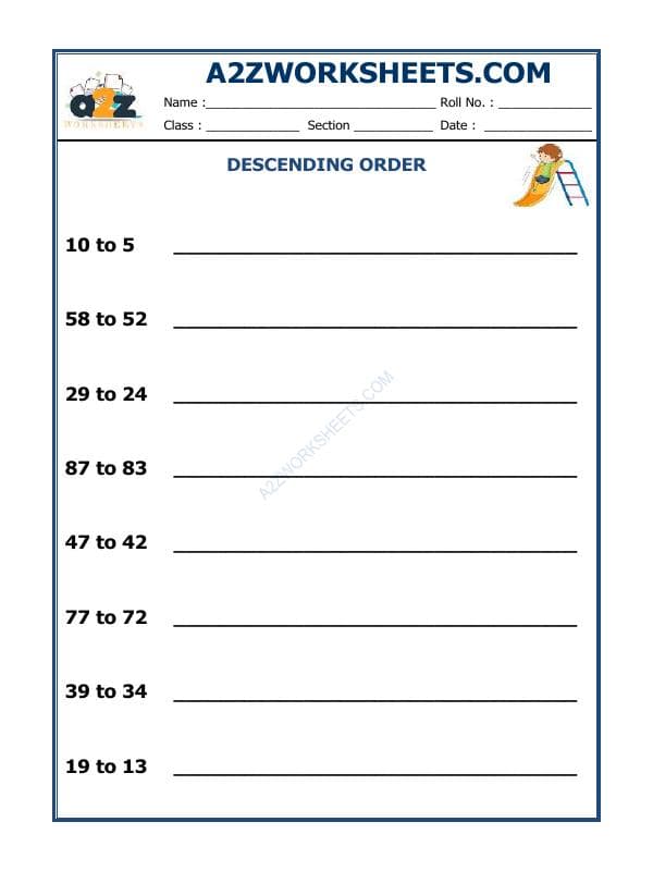 A2ZWorksheets:Maths-Numbers-Descending Order-03