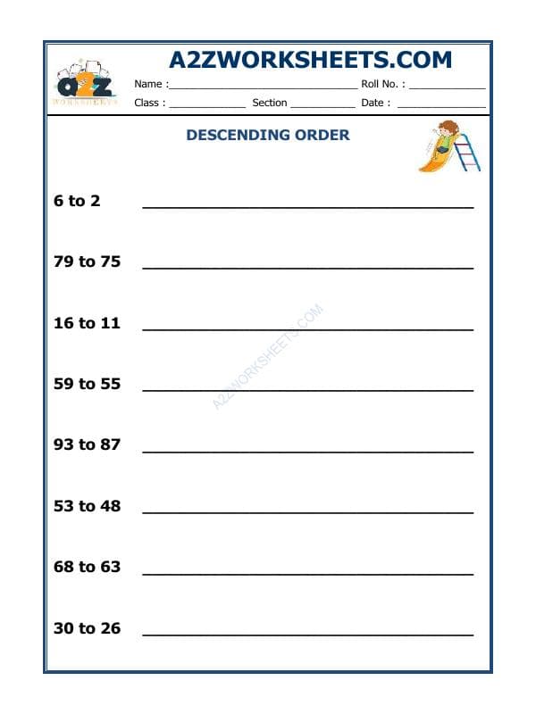 A2ZWorksheets:Maths-Numbers-Descending Order-04