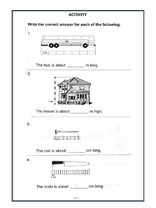 A2ZWorksheets:Maths-Measurement-Measurement Of Length